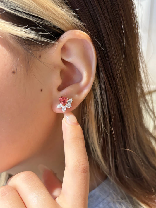 Heart Lab-Grown Gemstone Earrings | Love in Every Petal | Platinum