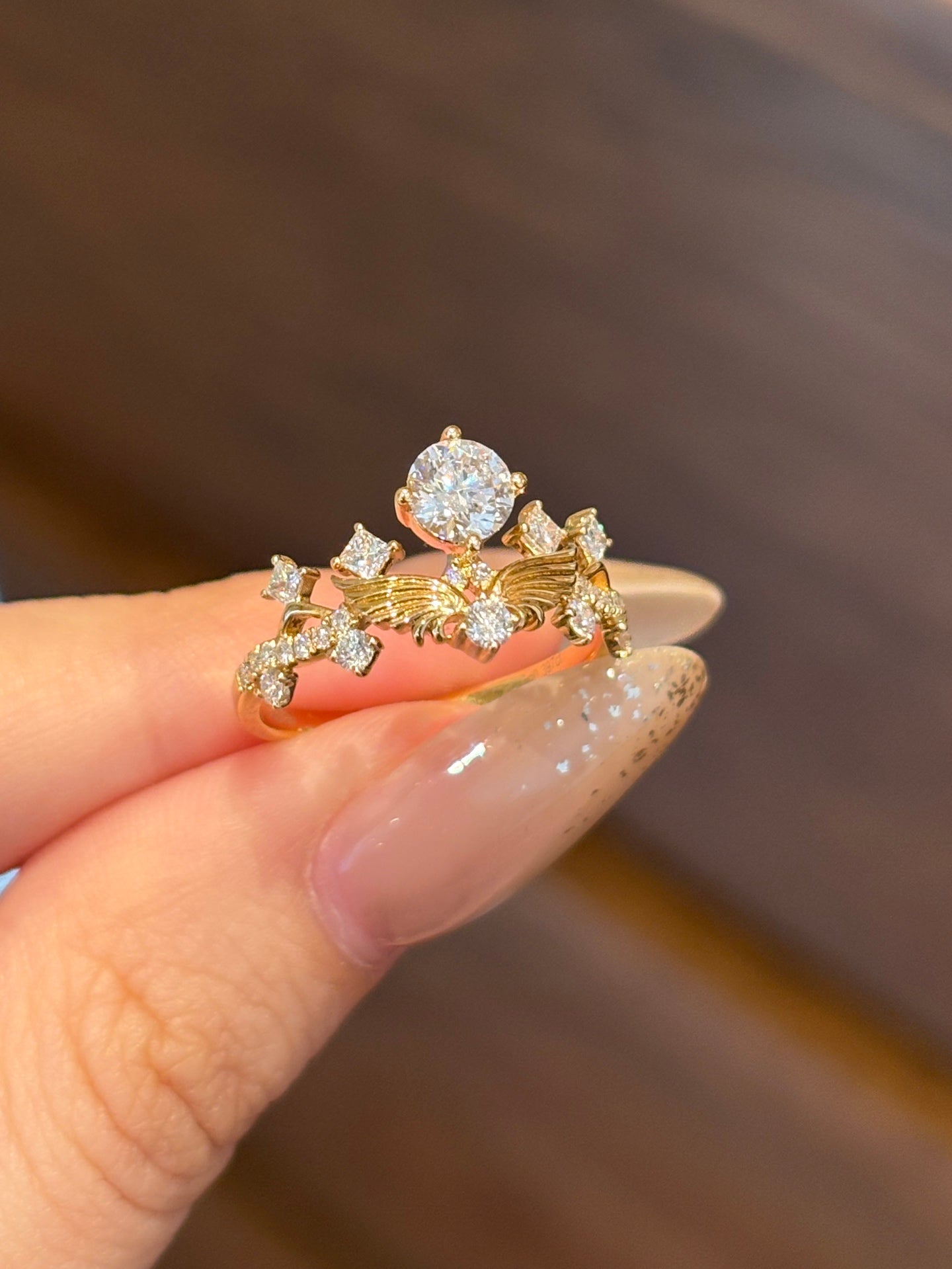 Lab Grown Diamond Wing Statement Ring | 18K Yellow Gold