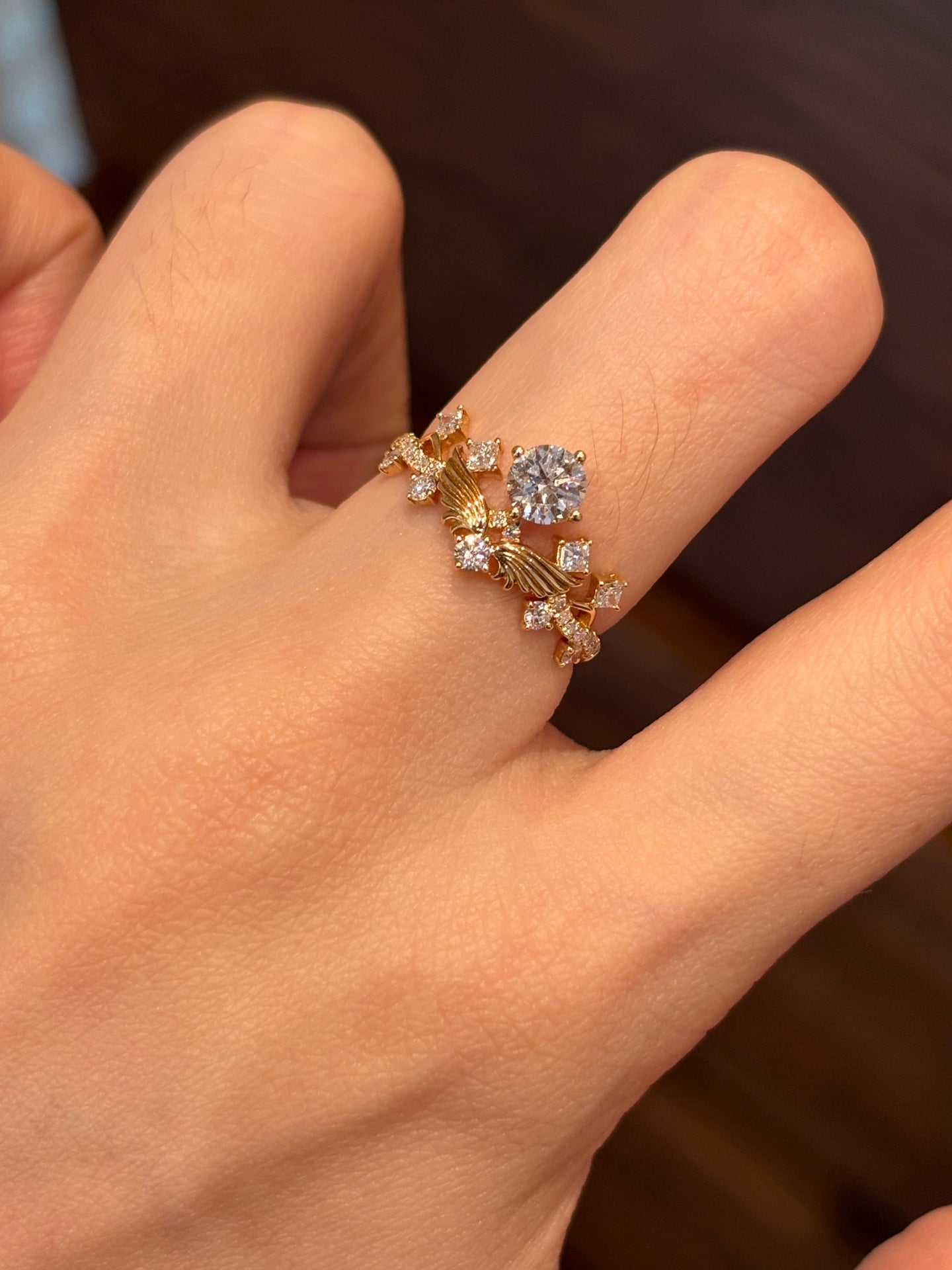 Lab Grown Diamond Wing Statement Ring | 18K Yellow Gold