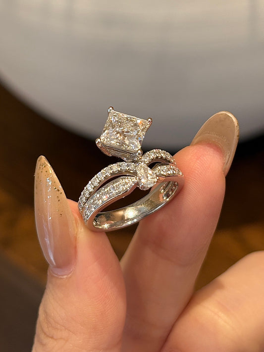2.05ct Princess Cut Lab-Grown Diamond Halo Engagement Ring | Platinum
