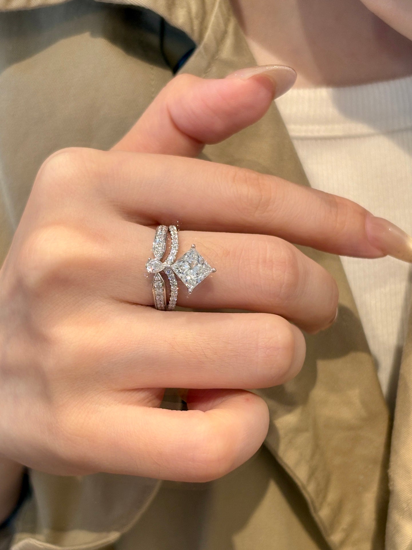 2.05ct Princess Cut Lab-Grown Diamond Halo Engagement Ring | Platinum