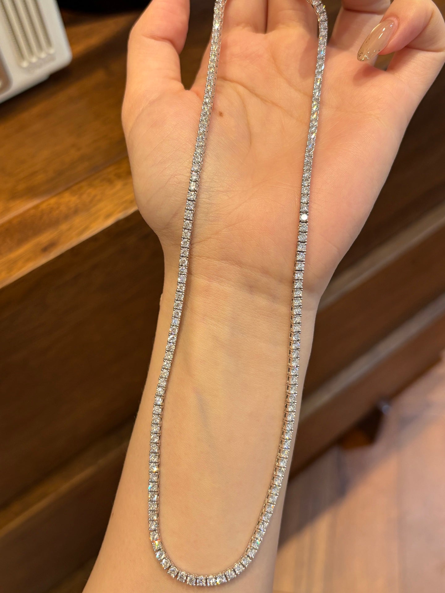 Tennis Necklace with Hidden Lock | Lab Grown Diamond Necklace | Platinum