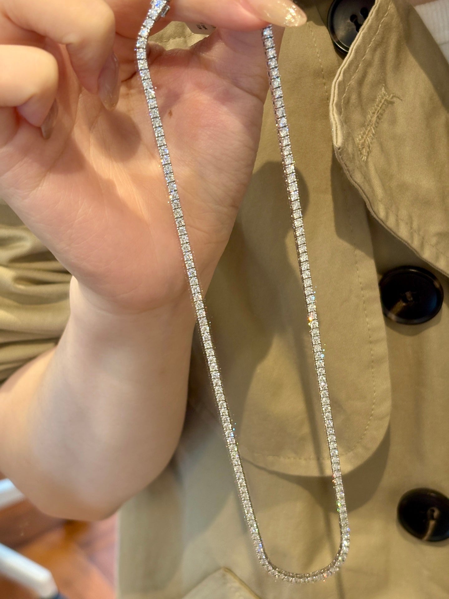 Tennis Necklace with Hidden Lock | Lab Grown Diamond Necklace | Platinum