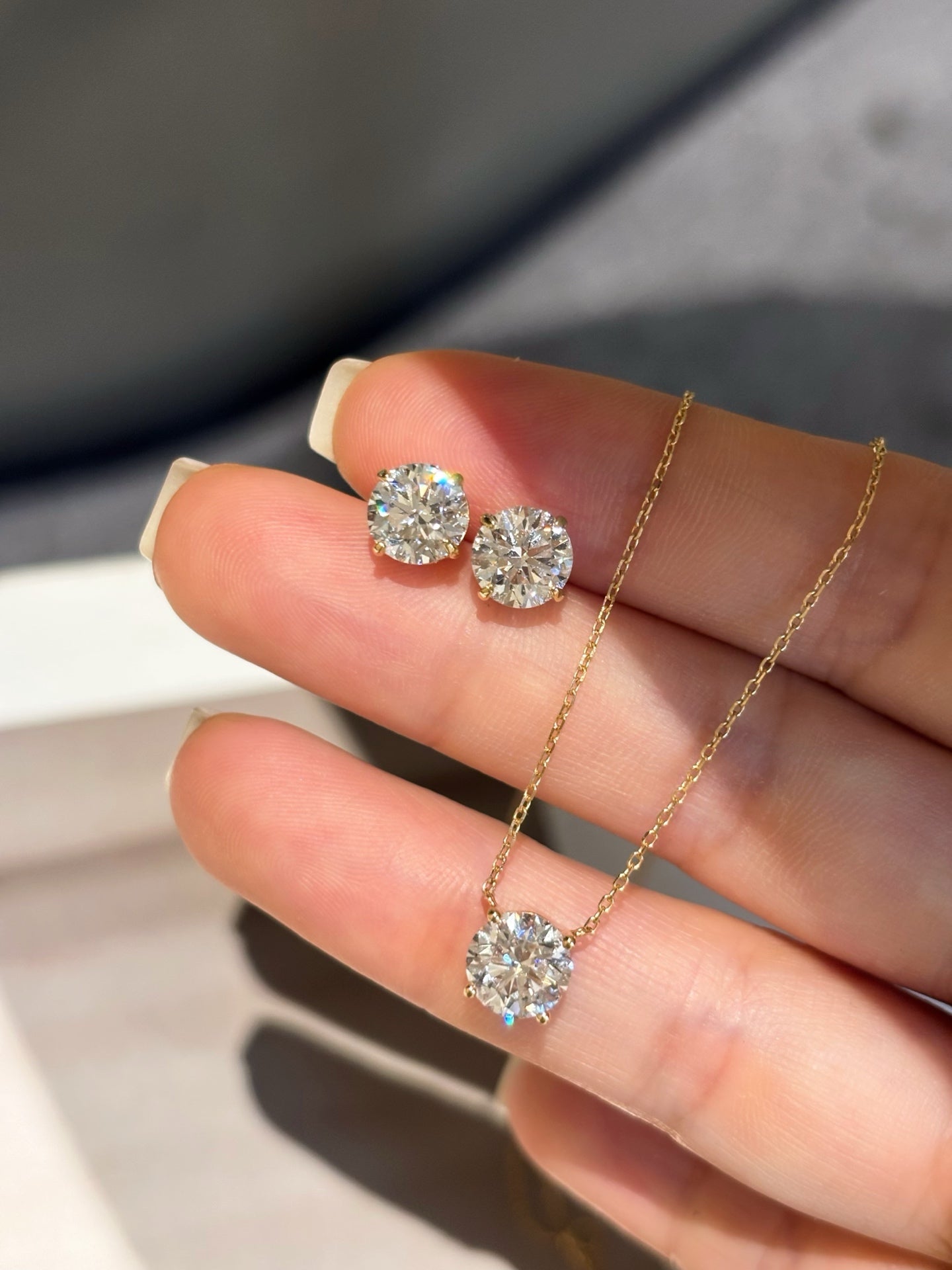 Lab-Grown Diamond 1ct Martini Stud Earrings | Round Cut Lab Grown | 18K gold