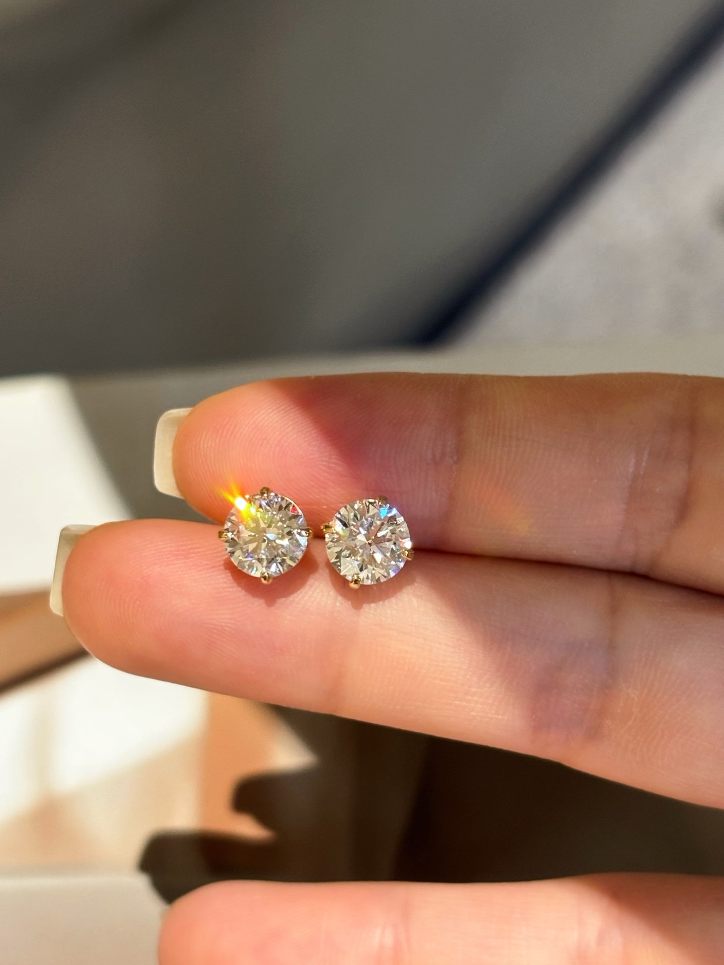 Lab-Grown Diamond 1ct Martini Stud Earrings | Round Cut Lab Grown | 18K gold
