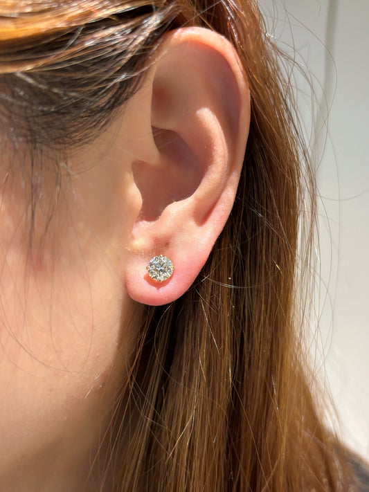 Lab-Grown Diamond 1ct Martini Stud Earrings | Round Cut Lab Grown | 18K gold
