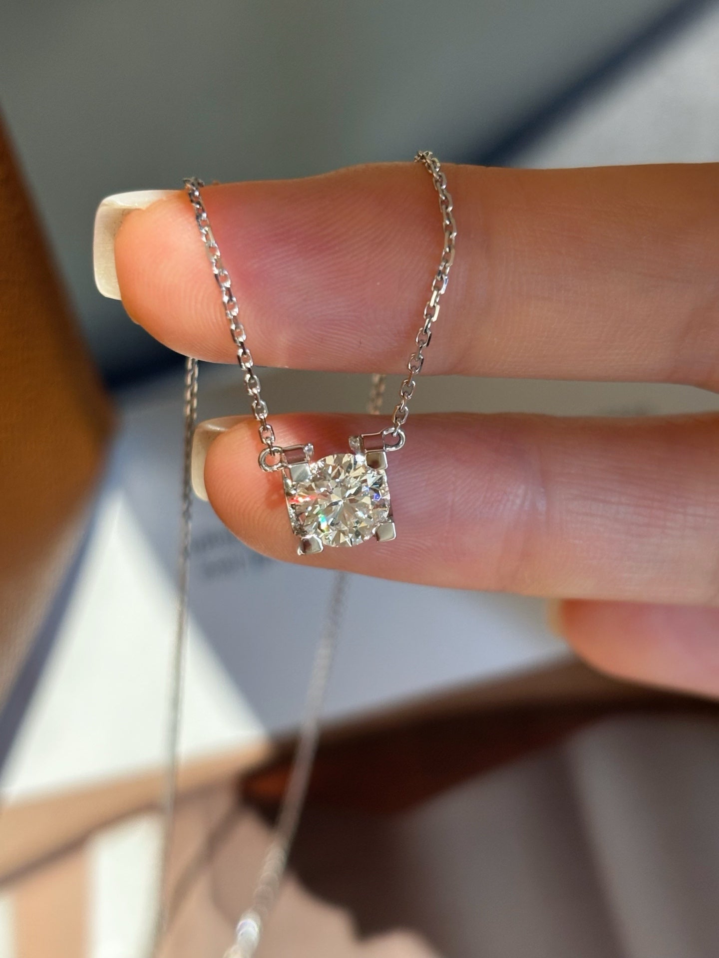 1CT ROUND Lab Grown Diamond Pendant Necklace | 18K Gold Vermeil Solitaire