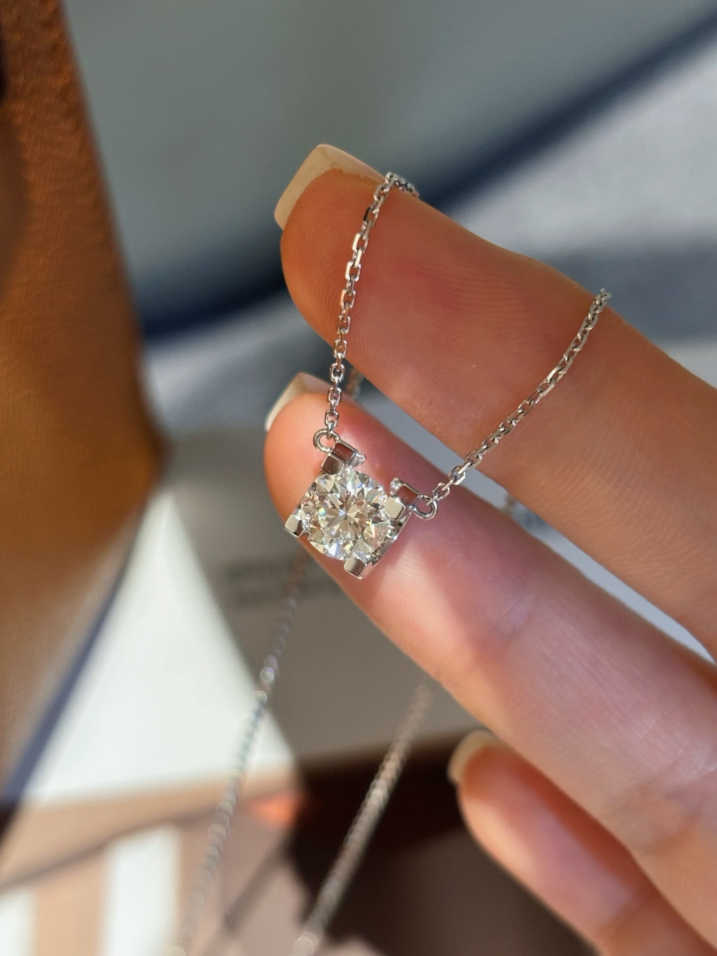 1CT ROUND Lab Grown Diamond Pendant Necklace | 18K Gold Vermeil Solitaire
