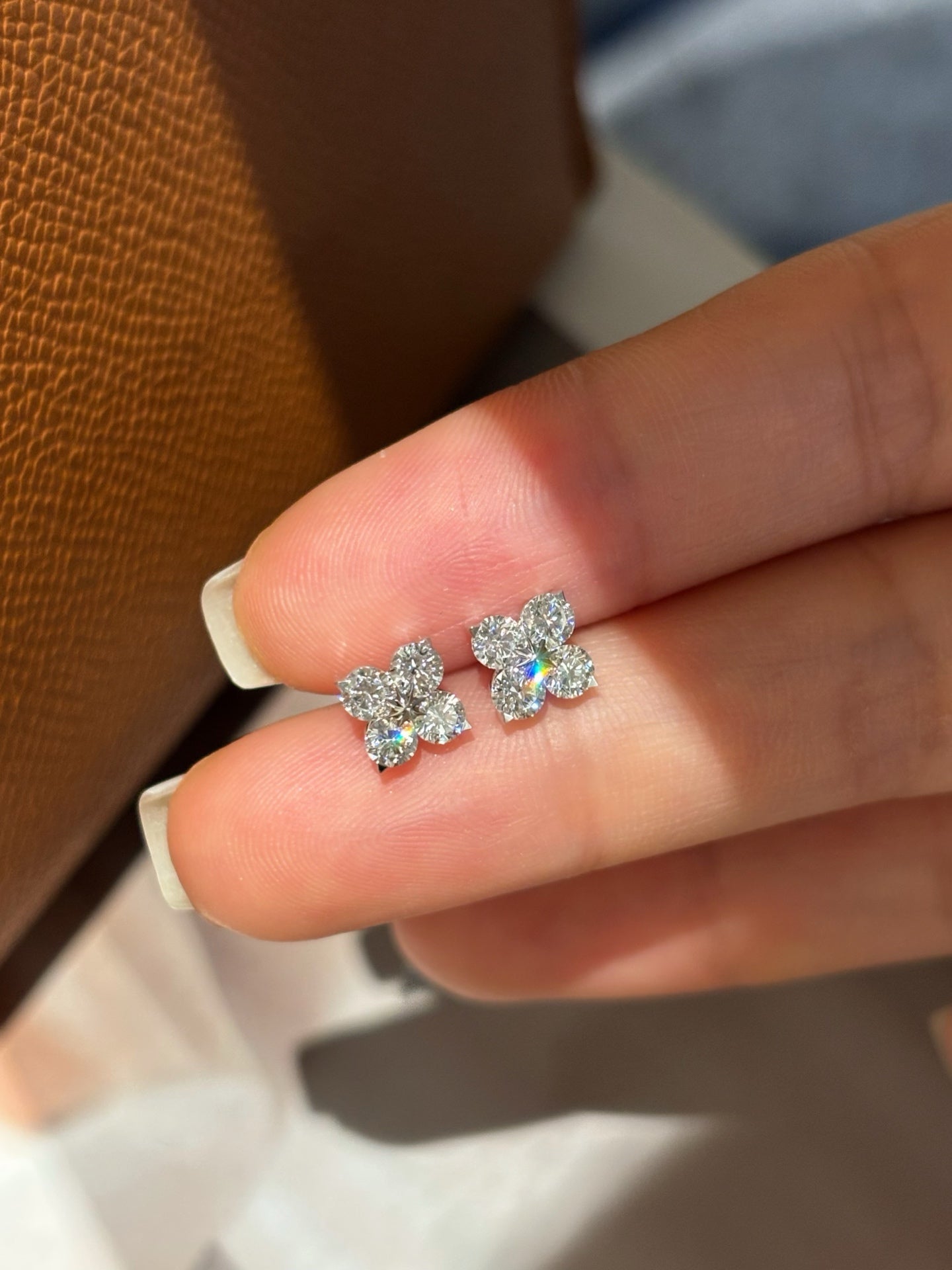 Lab-Grown Diamond Four-Leaf Clover Stud Earrings | 18K White Gold