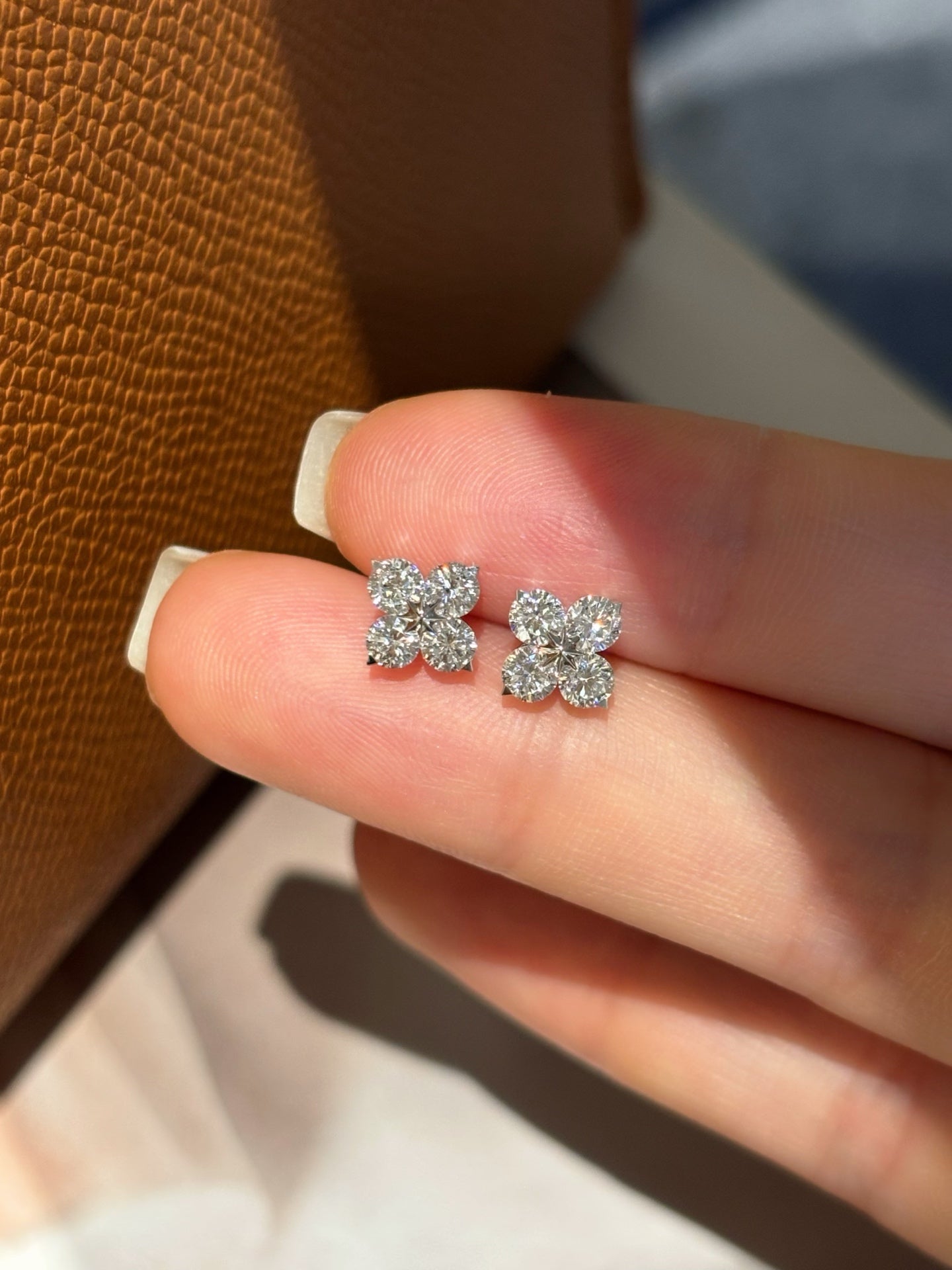 Lab-Grown Diamond Four-Leaf Clover Stud Earrings | 18K White Gold