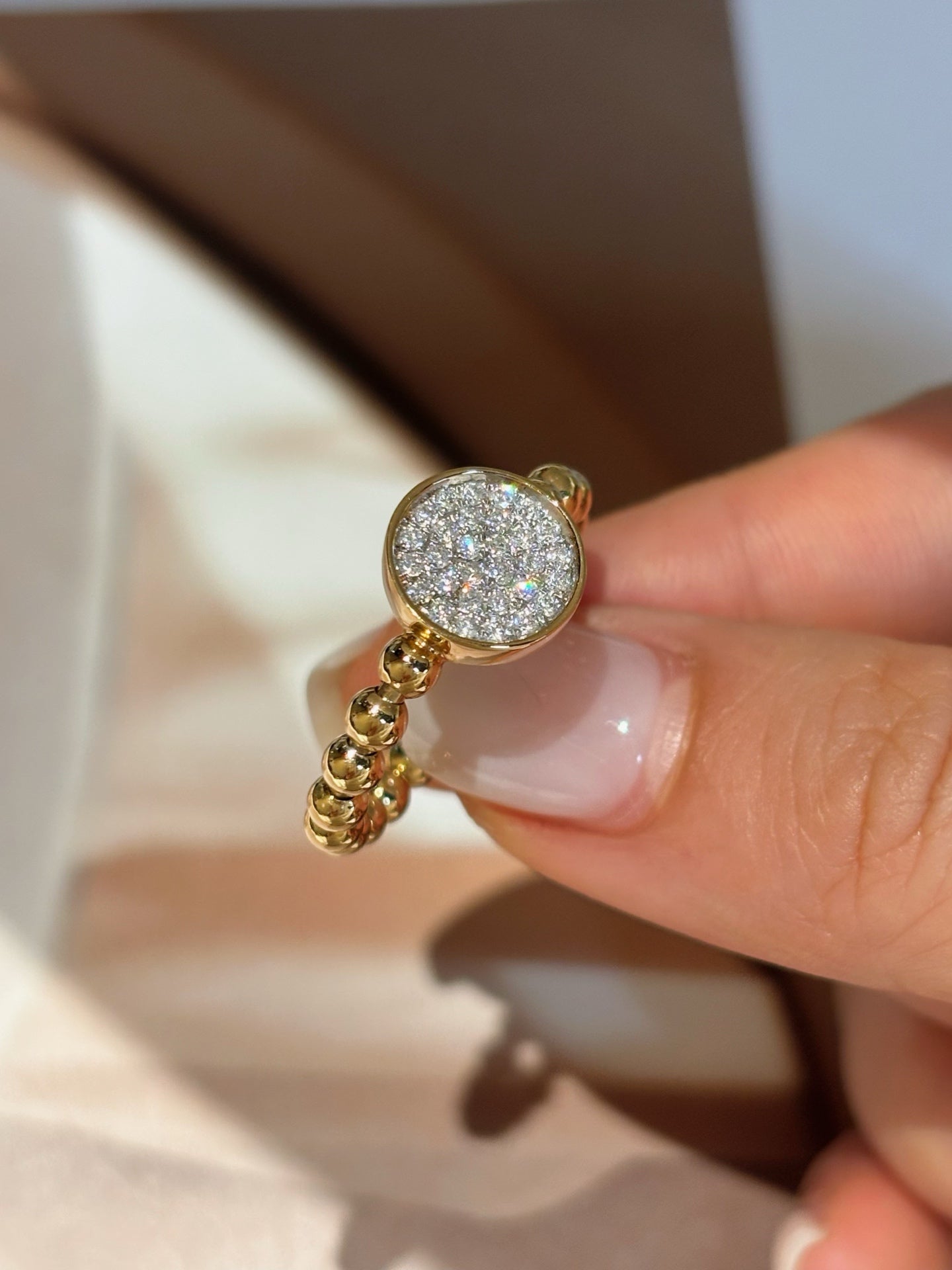 Lab Grown Diamond Pave Beaded Ring | A Circle of Bright Moments | 18K Yellow Gold