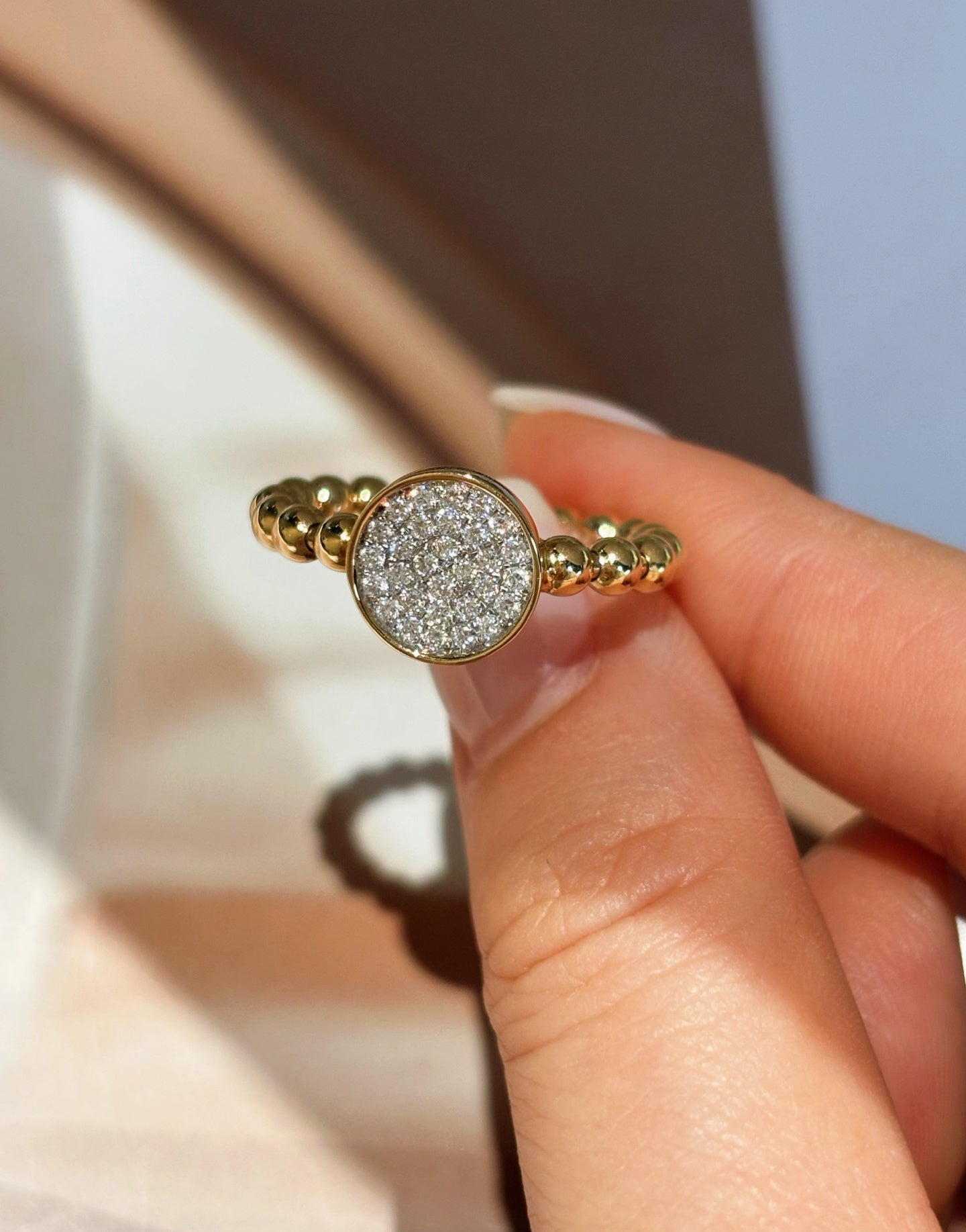 Lab Grown Diamond Pave Beaded Ring | A Circle of Bright Moments | 18K Yellow Gold