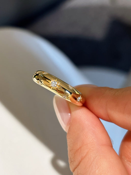 4.45g Lab Grown Diamond Star Stacking Ring | Everyday Celestial Glow | 18K Yellow Gold