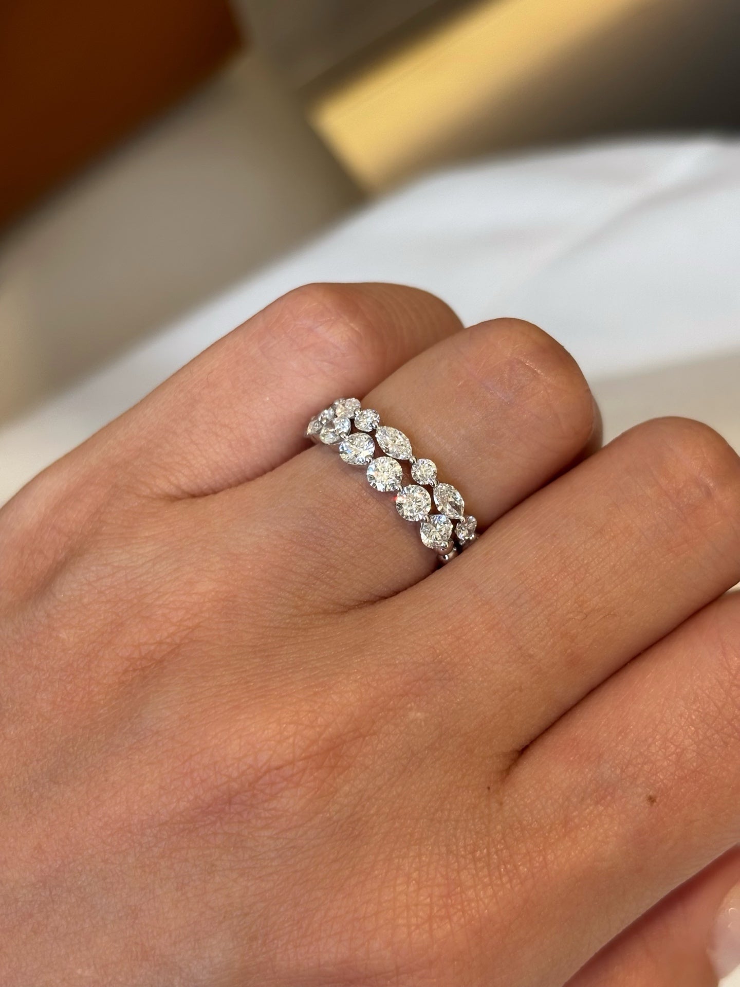 Lab Grown Diamond Shared Prong Half Eternity Band | Platinum