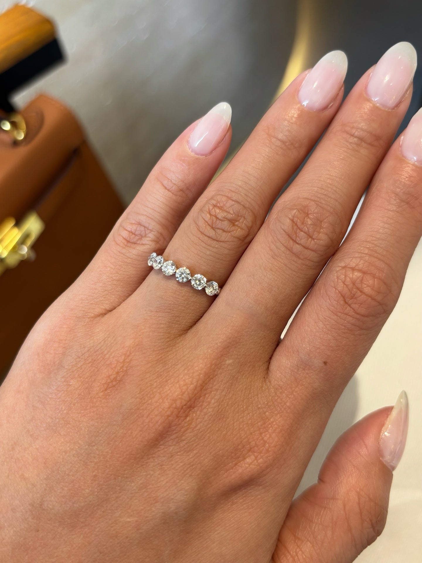 Lab Grown Diamond Shared Prong Half Eternity Band | Platinum