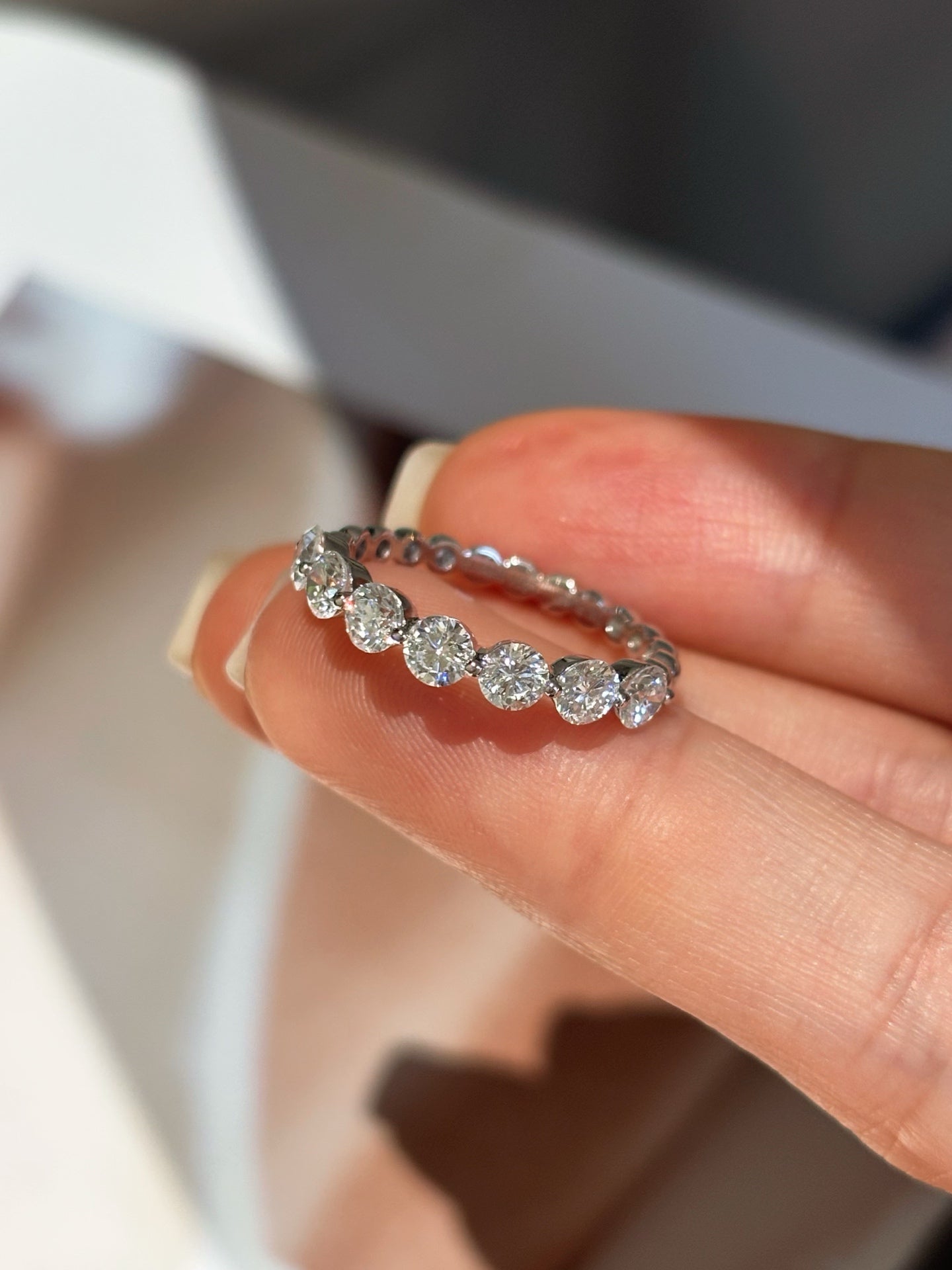 Lab Grown Diamond Shared Prong Half Eternity Band | Platinum