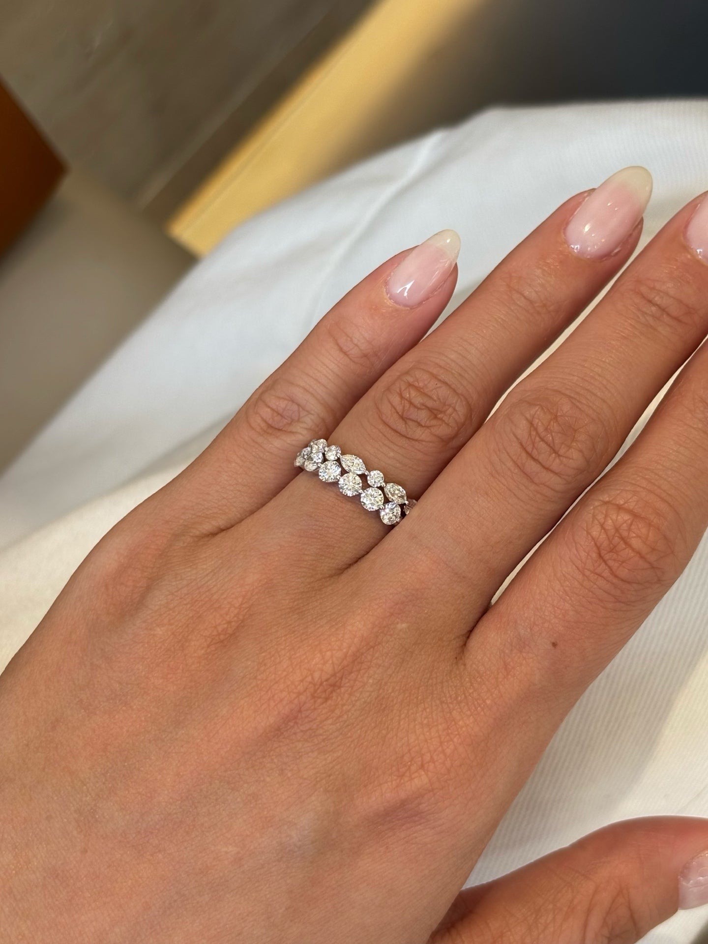 Lab Grown Diamond Shared Prong Half Eternity Band | Platinum