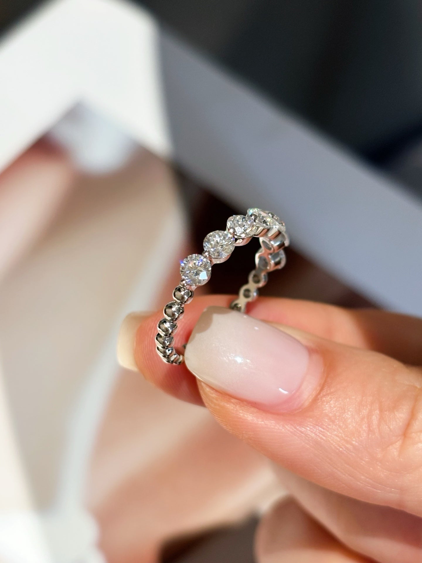 Lab Grown Diamond Shared Prong Half Eternity Band | Platinum