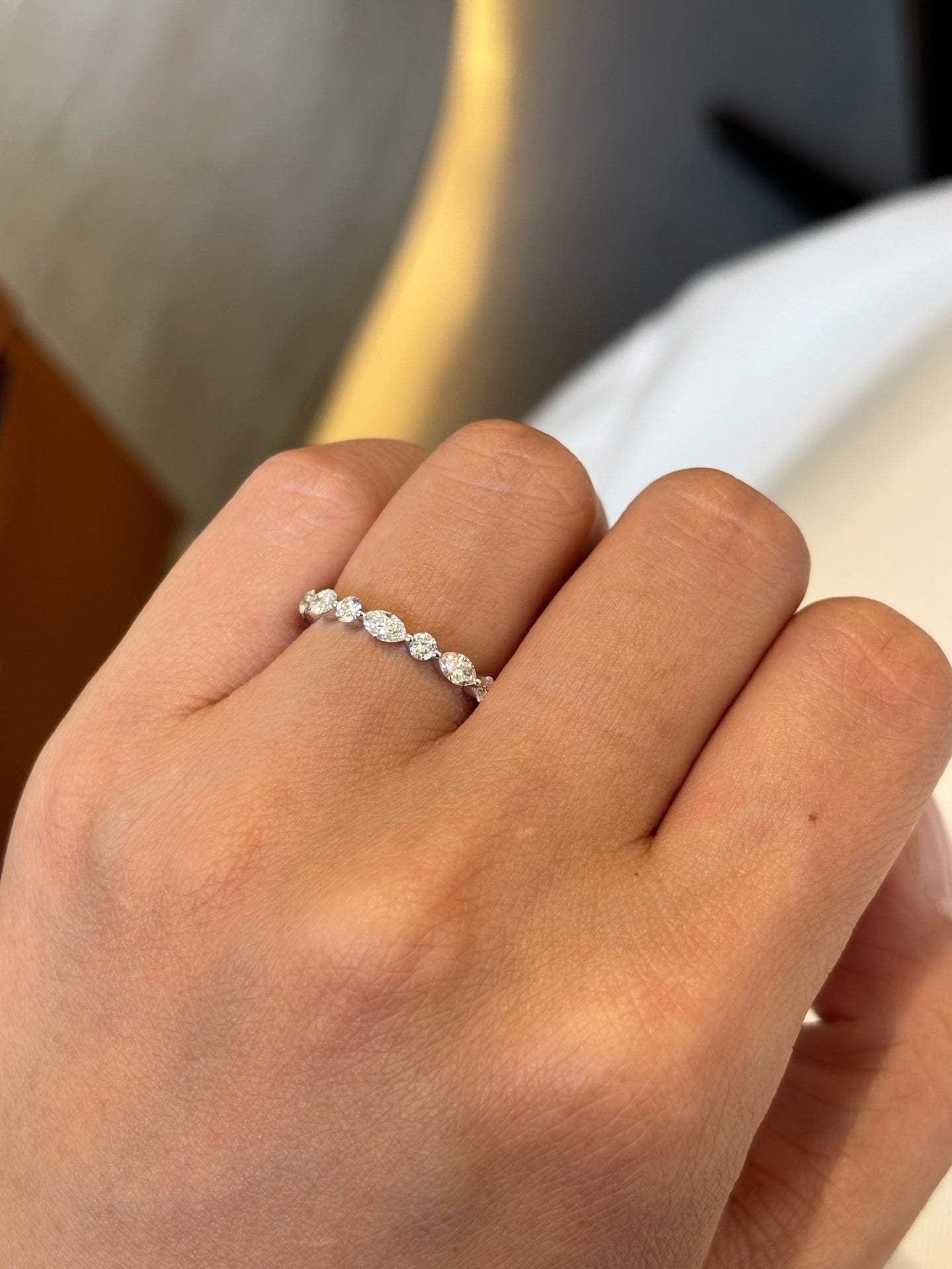 Lab Grown Diamond Alternating Wedding Band | Stackable Bridal Sparkle | 18K