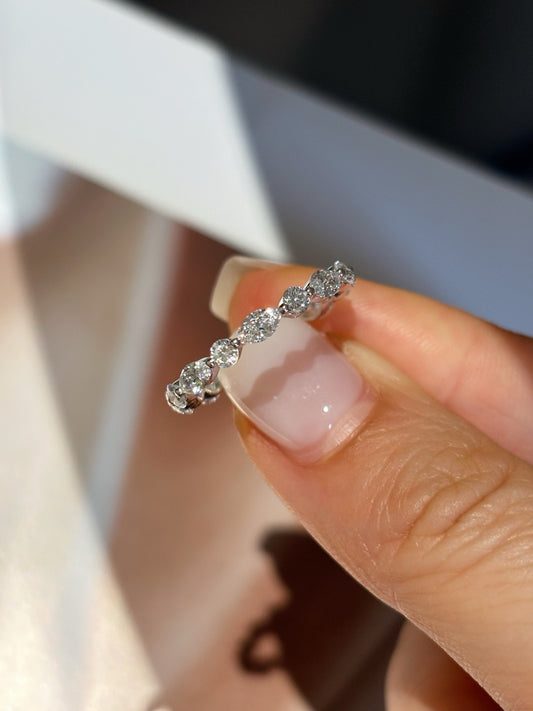 Lab Grown Diamond Alternating Wedding Band | Stackable Bridal Sparkle | 18K