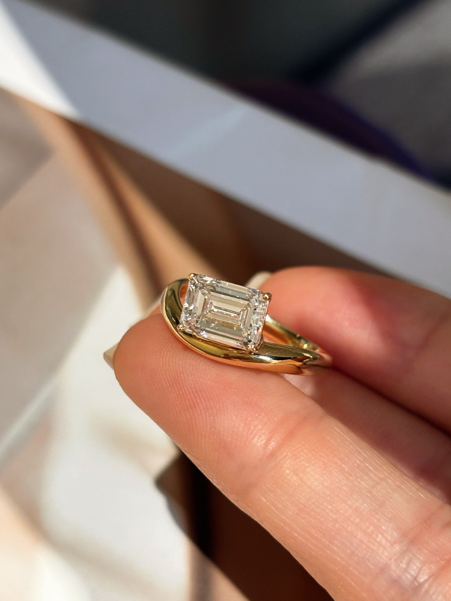2ct 3.94g Lab Grown Emerald-Cut Diamond Solitaire Ring | Minimalist Luxury for Everyday & Milestones | 18K Yellow Gold
