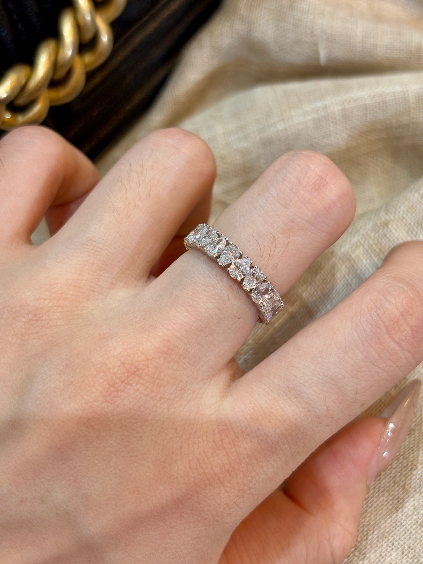 Full Eternity Marquise & Round Mixed-Cut Lab Grown Diamond Stackable Band Ring| 18K Gold (White/Yellow)