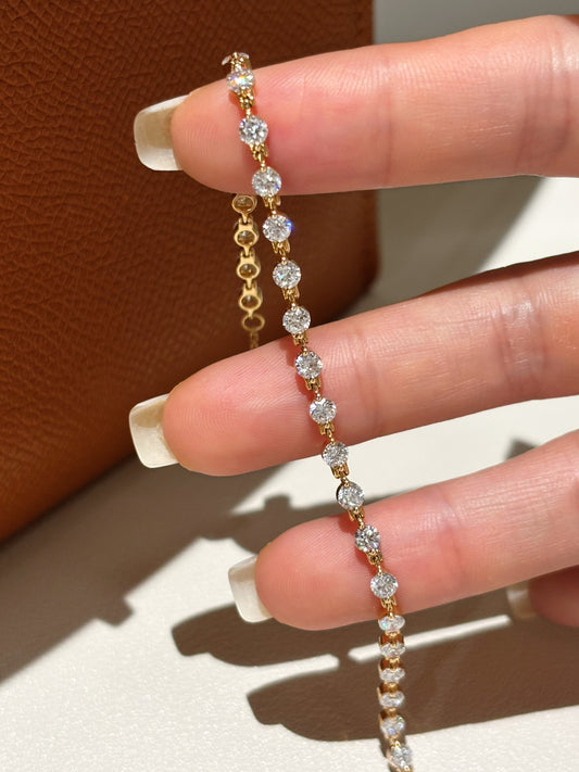 Round Brilliant Lab Grown Diamond Full Eternity Tennis Bracelet | 18K Gold