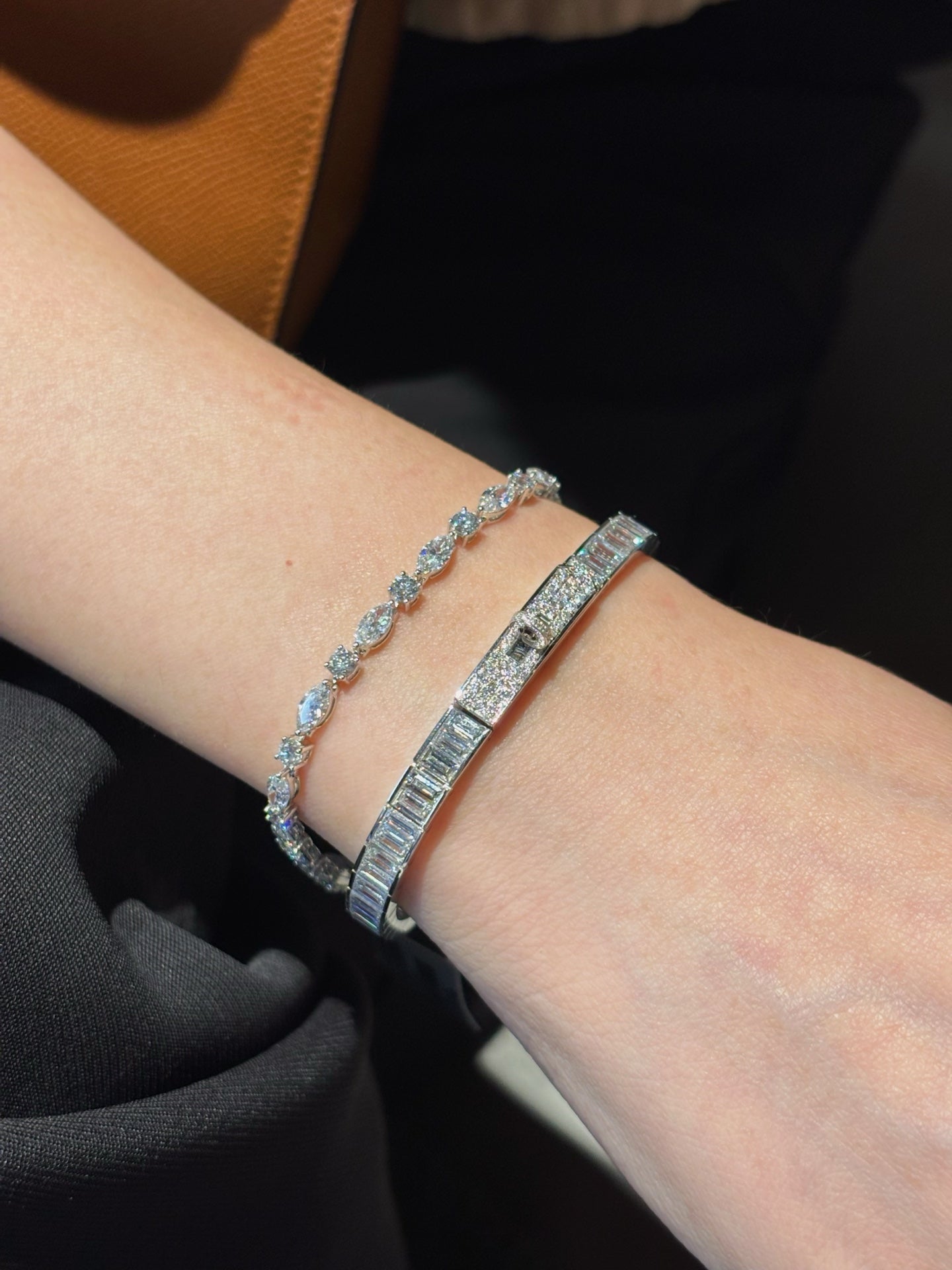 Marquise & Round Cut Mixed Lab Grown Diamond Station Tennis Bracelet | Platinum