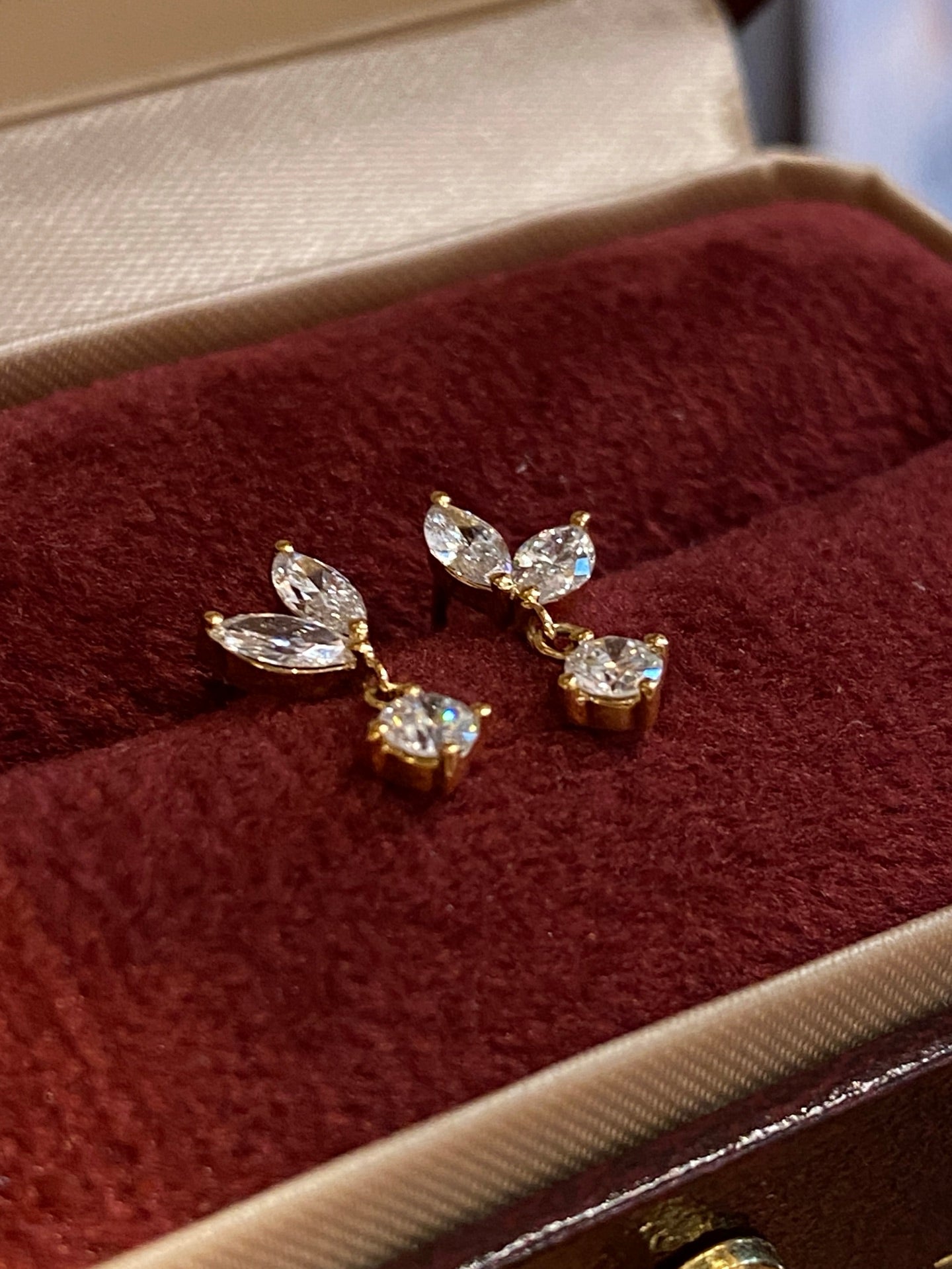 Marquise & Round Lab-Grown Diamond Drop Huggie Hoop Earrings | 18K Gold