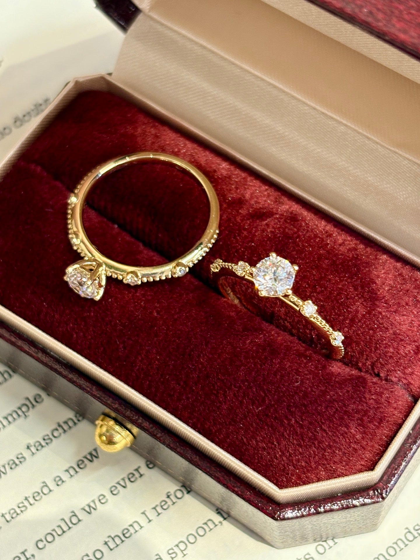Vintage Milgrain Lab Grown Diamond Engagement Ring | Pave Accents | 18K Gold