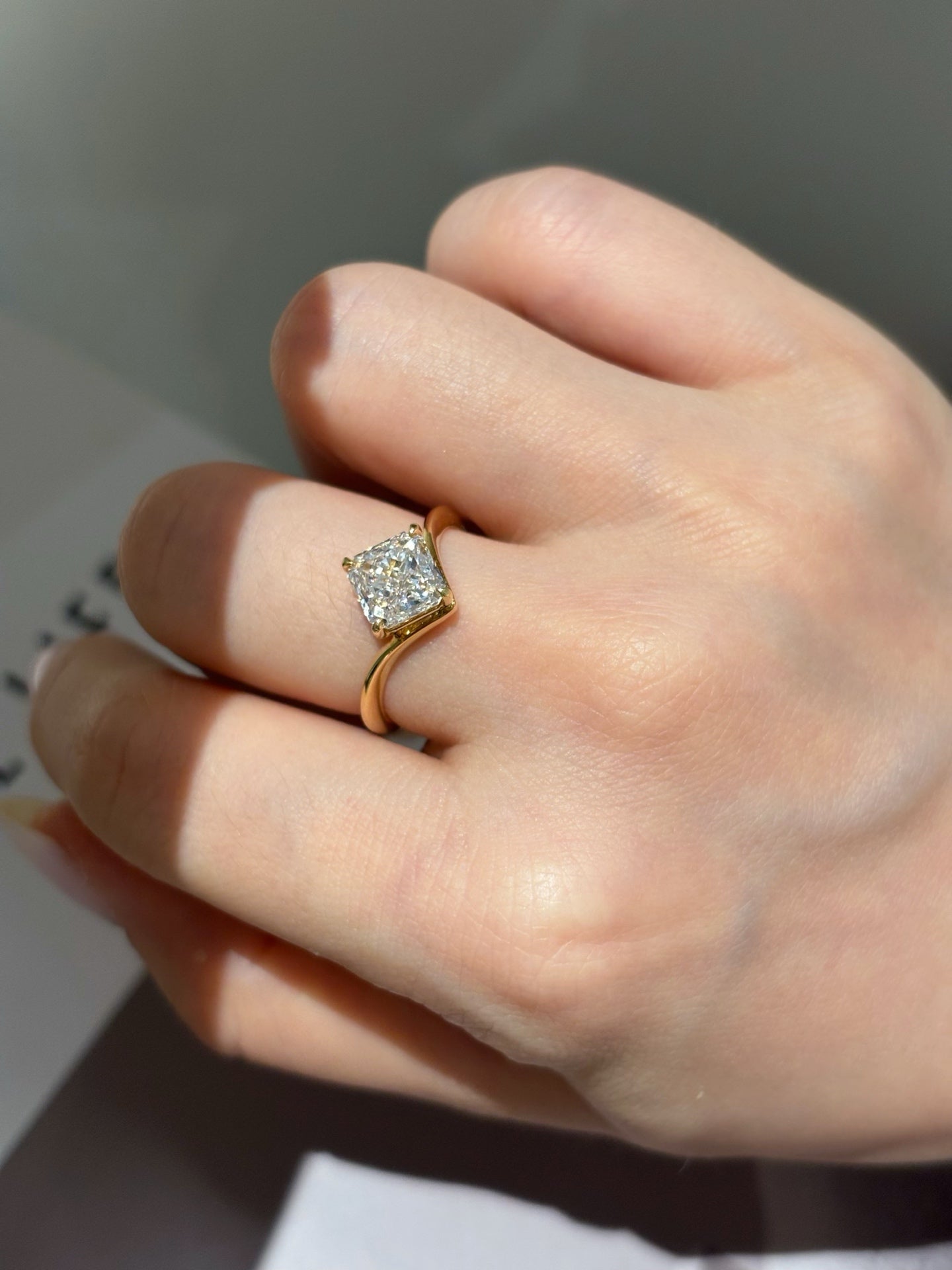 1.58ct Cushion Cut Lab Grown Diamond Solitaire Engagement Ring | Twisted Band | 18K Gold