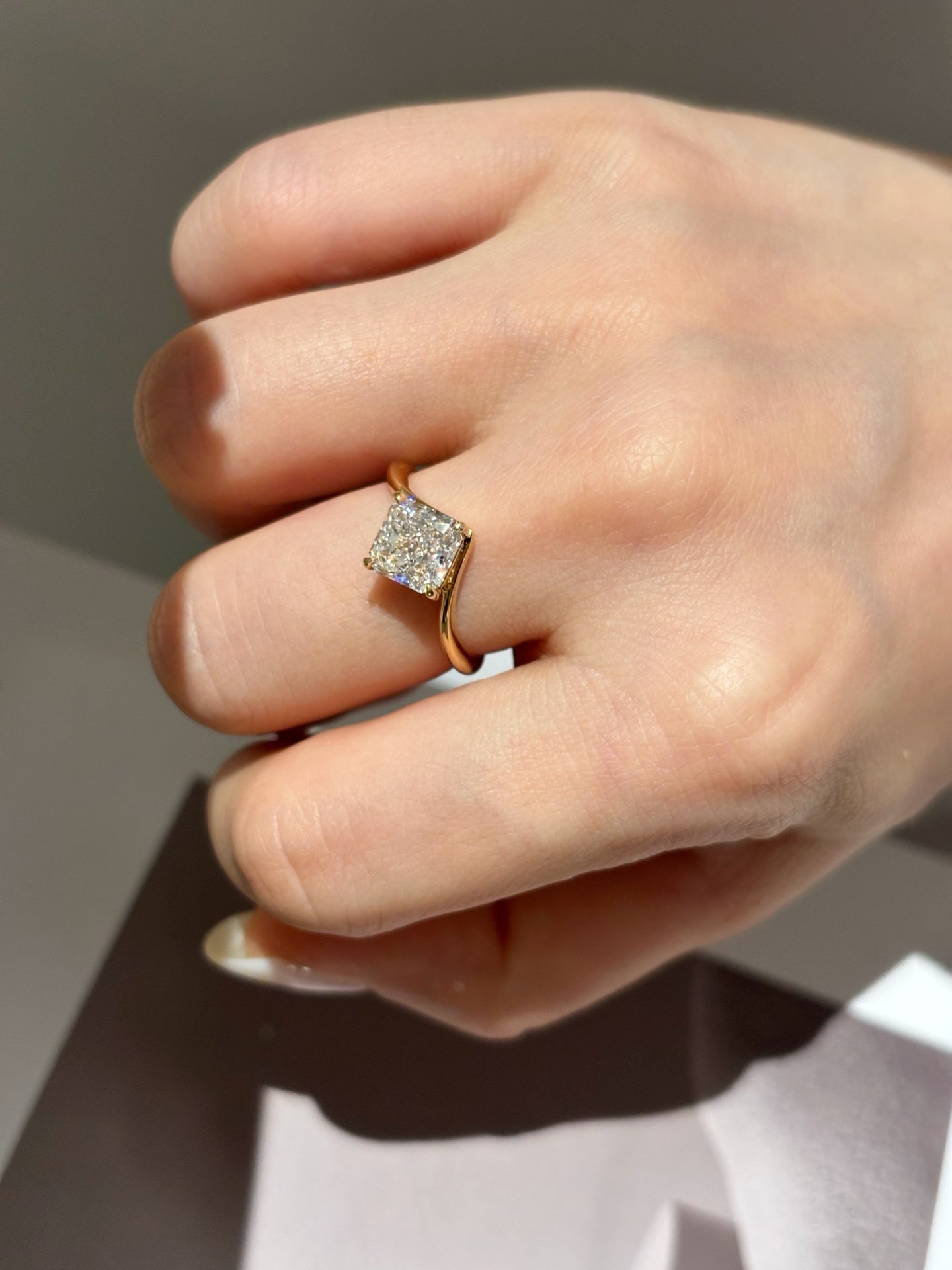 1.58ct Cushion Cut Lab Grown Diamond Solitaire Engagement Ring | Twisted Band | 18K Gold