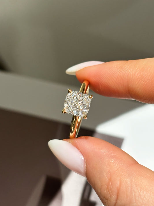 2.15 Carat Classic Cushion Cut Lab Diamond Solitaire Ring | Solid 18K Gold