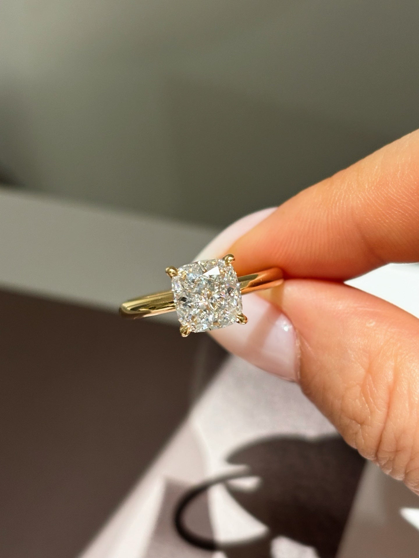 2.15 Carat Classic Cushion Cut Lab Diamond Solitaire Ring | Solid 18K Gold