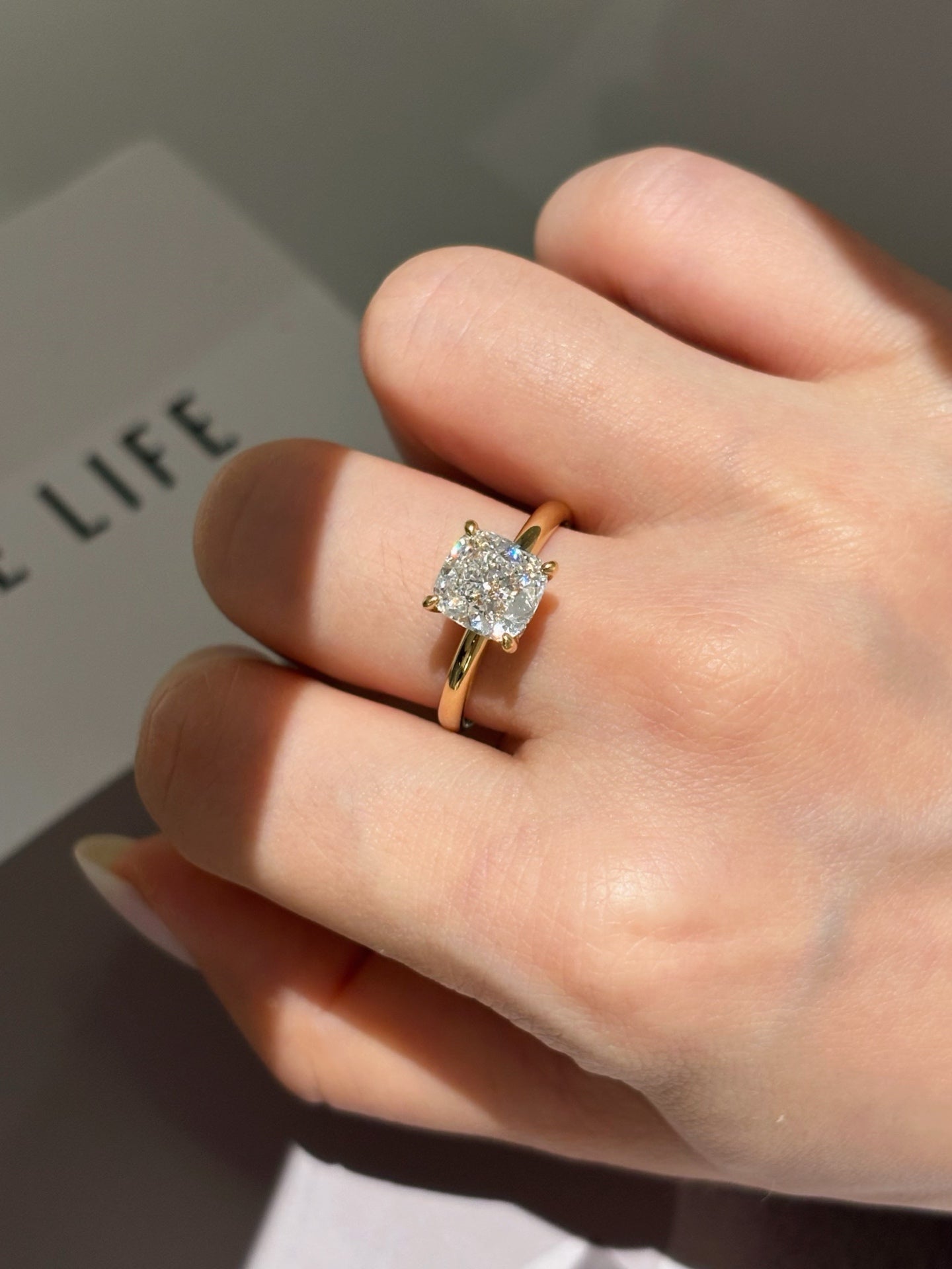 2.15 Carat Classic Cushion Cut Lab Diamond Solitaire Ring | Solid 18K Gold