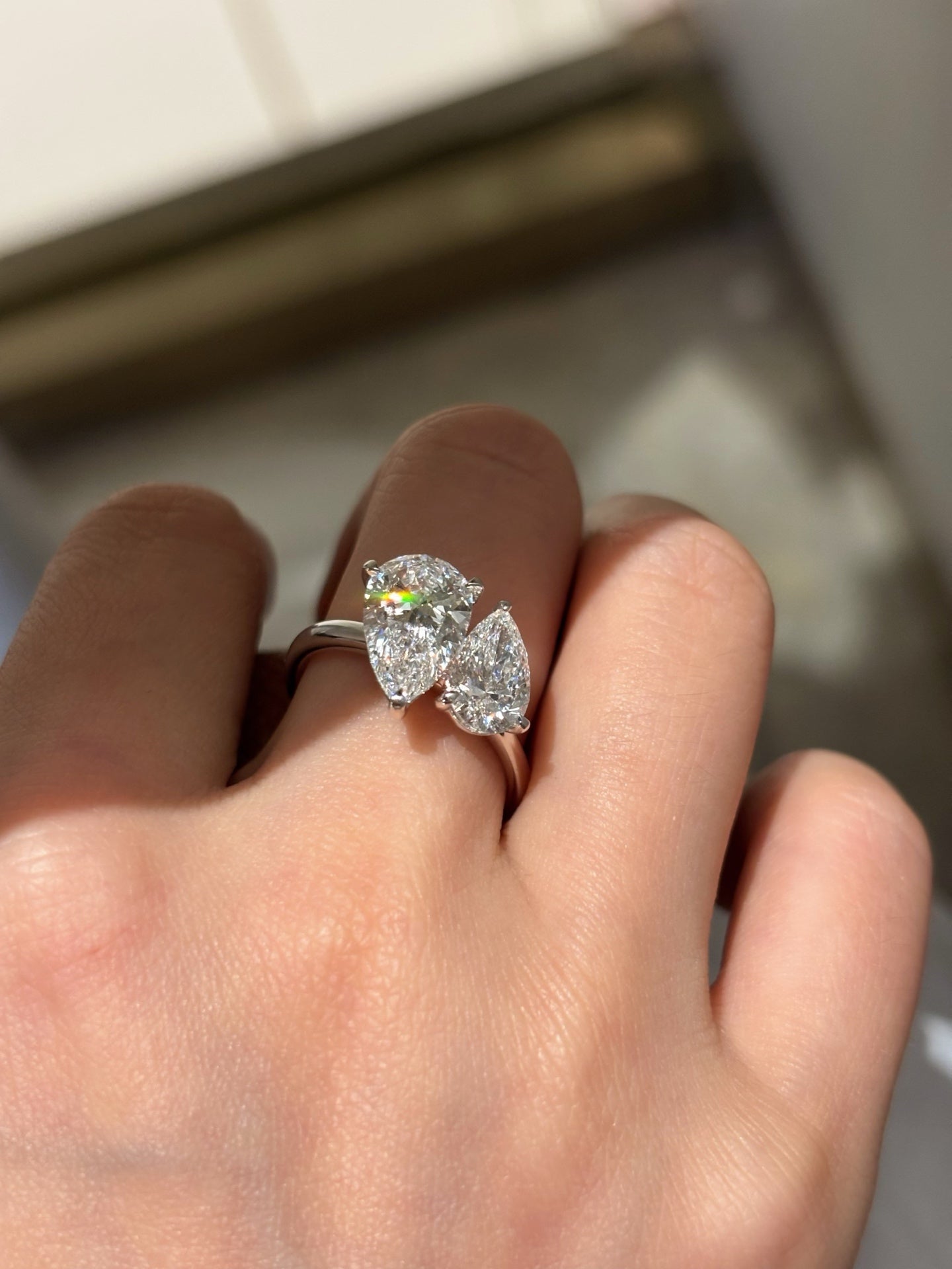 Toi et Moi Pear Cut Lab Grown Diamond Ring | Two-Stone Design | Platinum