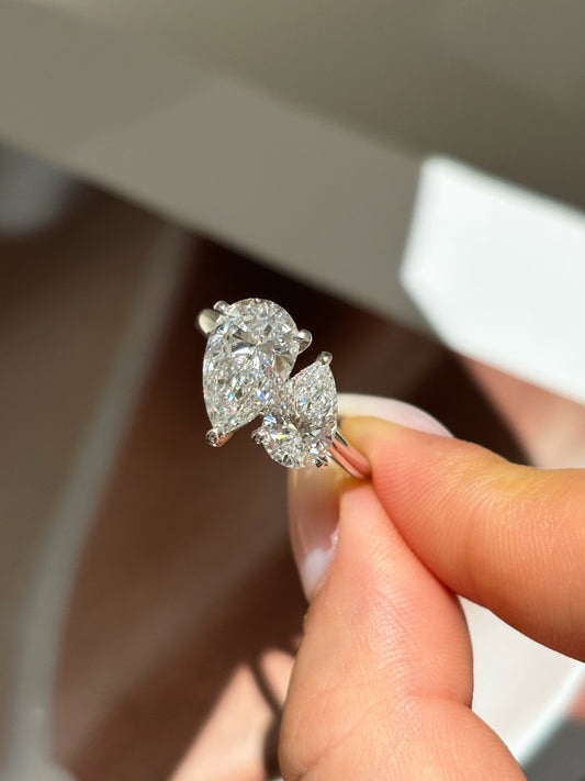 Toi et Moi Pear Cut Lab Grown Diamond Ring | Two-Stone Design | Platinum