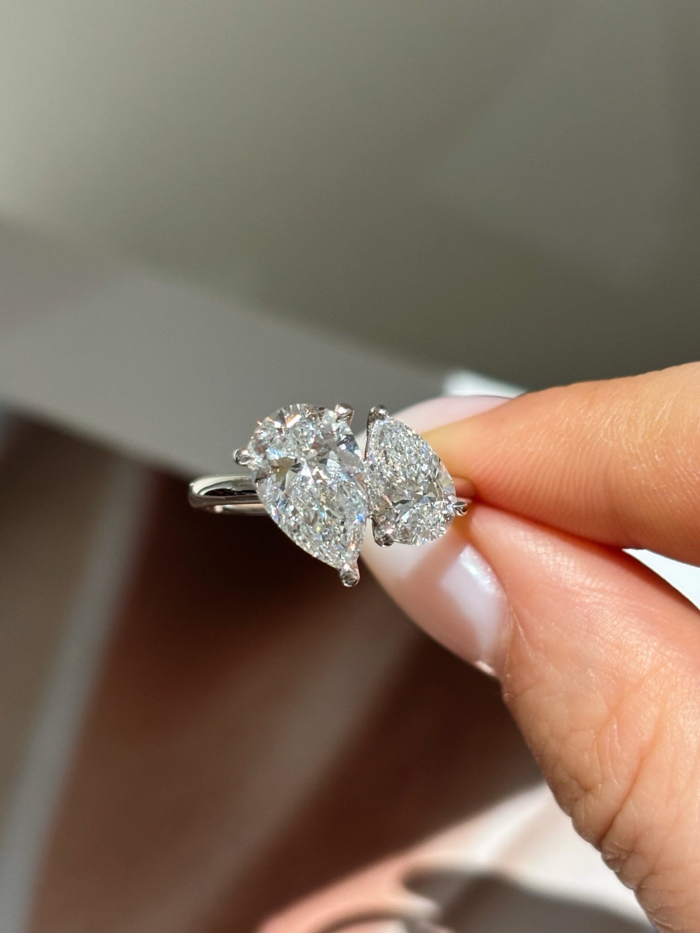 Toi et Moi Pear Cut Lab Grown Diamond Ring | Two-Stone Design | Platinum