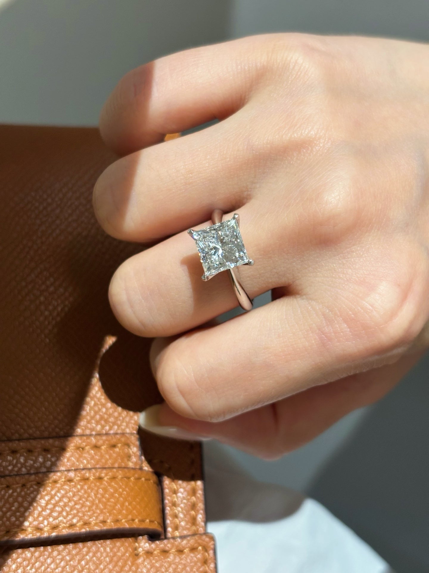 3ct Princess Cut Lab Grown Diamond Solitaire Engagement Ring | Classic 4-Prong | Platinum