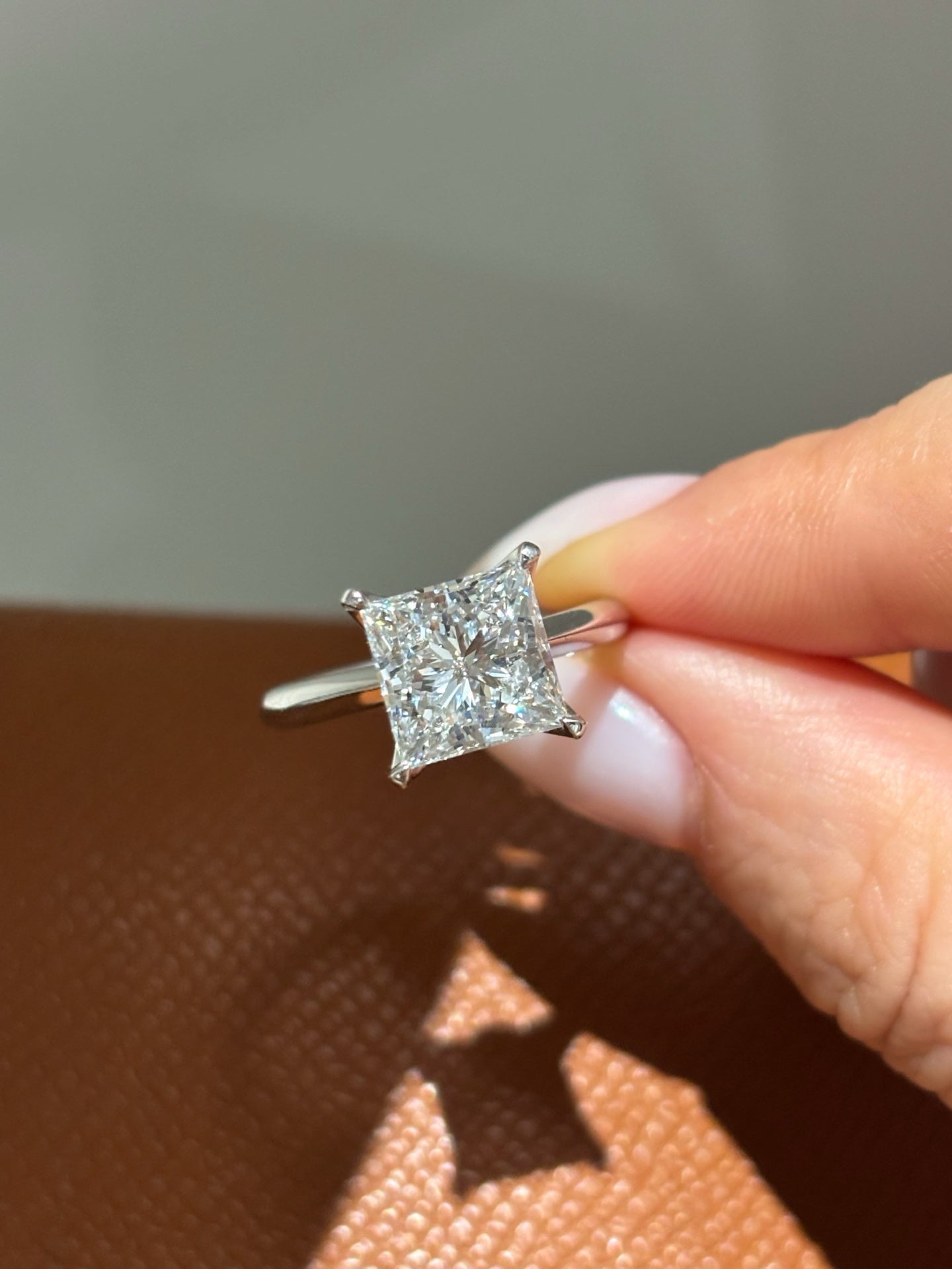 3ct Princess Cut Lab Grown Diamond Solitaire Engagement Ring | Classic 4-Prong | Platinum