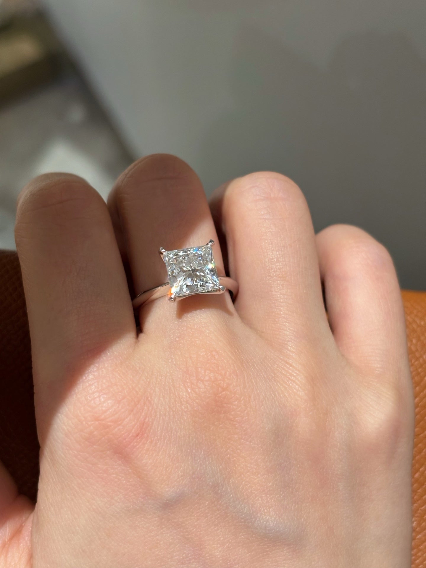 3ct Princess Cut Lab Grown Diamond Solitaire Engagement Ring | Classic 4-Prong | Platinum
