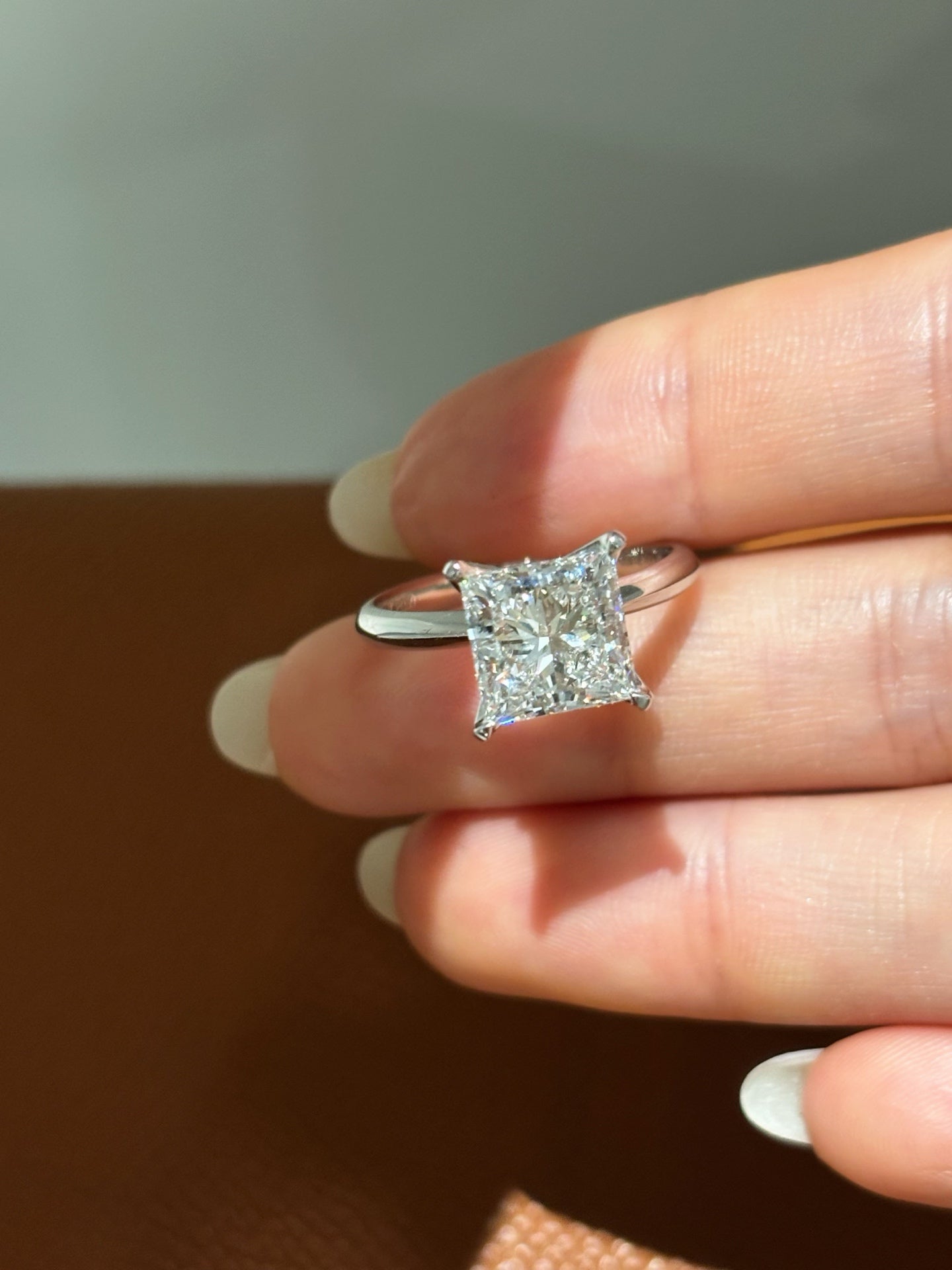 3ct Princess Cut Lab Grown Diamond Solitaire Engagement Ring | Classic 4-Prong | Platinum