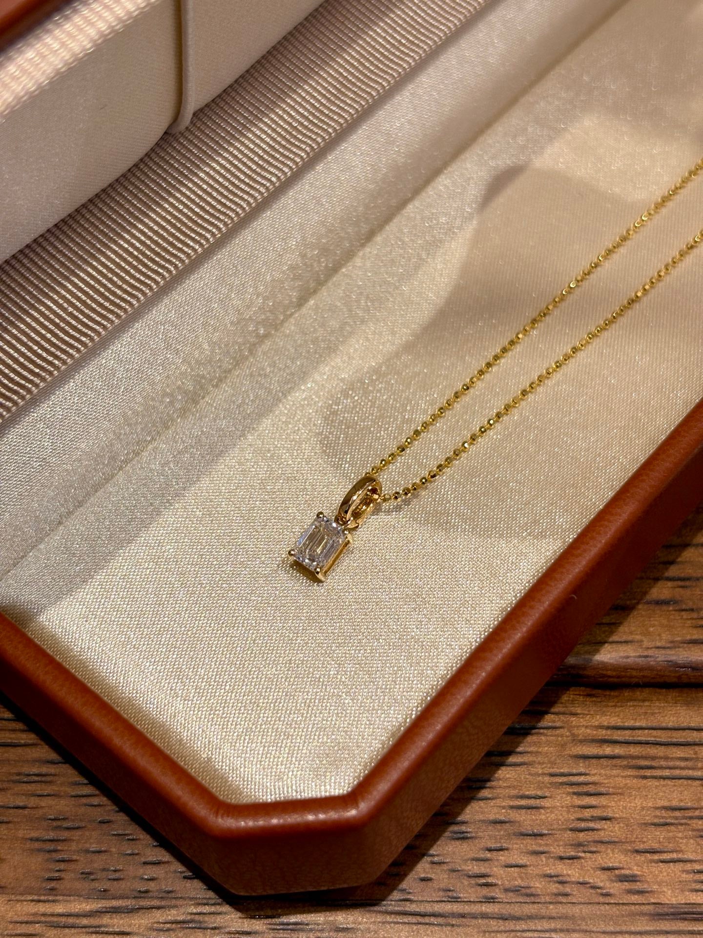 Lab-Grown Emerald Cut Diamond Solitaire Pendant | 18K Yellow Gold