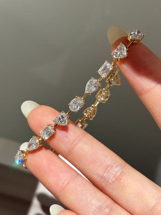 Multi-Shape Lab-Grown Diamond Tennis Bracelet | 18K Gold
