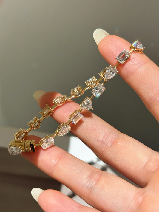 Multi-Shape Lab-Grown Diamond Tennis Bracelet | 18K Gold