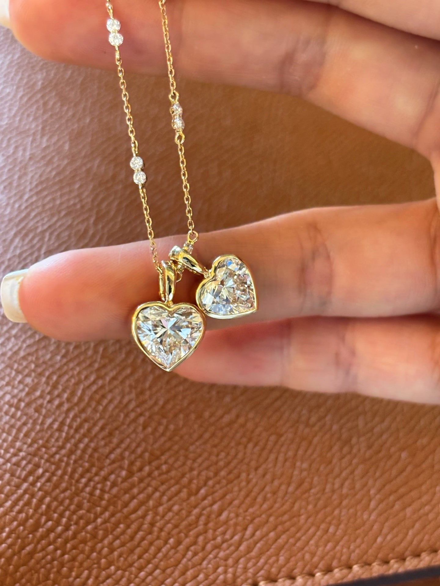 18K Solid Gold Heart-Cut Lab-Grown Diamond Pendant | 1.5ct & 2.0ct Options | Bezel-Set