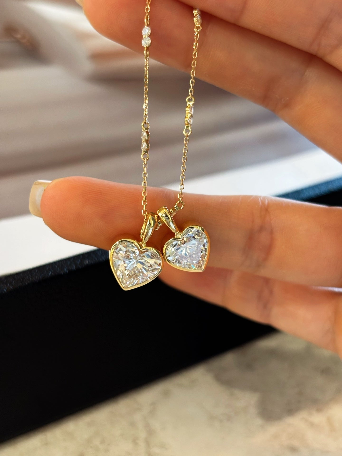 18K Solid Gold Heart-Cut Lab-Grown Diamond Pendant | 1.5ct & 2.0ct Options | Bezel-Set