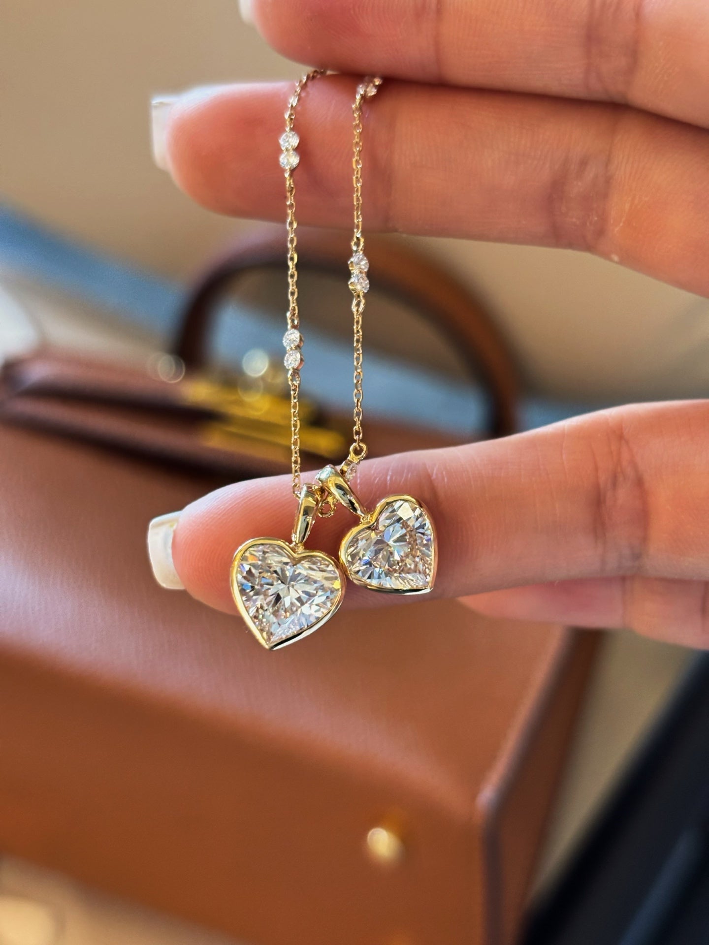18K Solid Gold Heart-Cut Lab-Grown Diamond Pendant | 1.5ct & 2.0ct Options | Bezel-Set