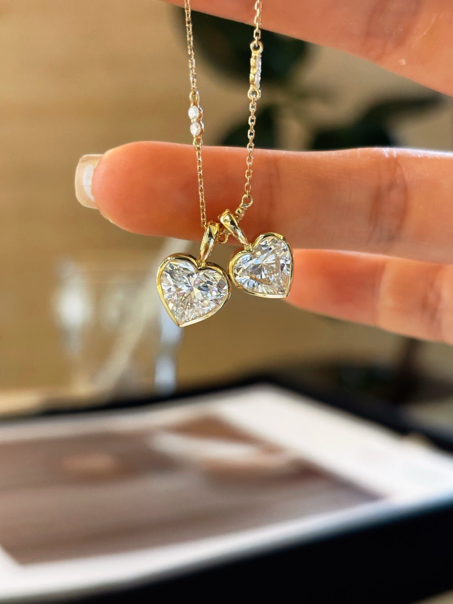 18K Solid Gold Heart-Cut Lab-Grown Diamond Pendant | 1.5ct & 2.0ct Options | Bezel-Set