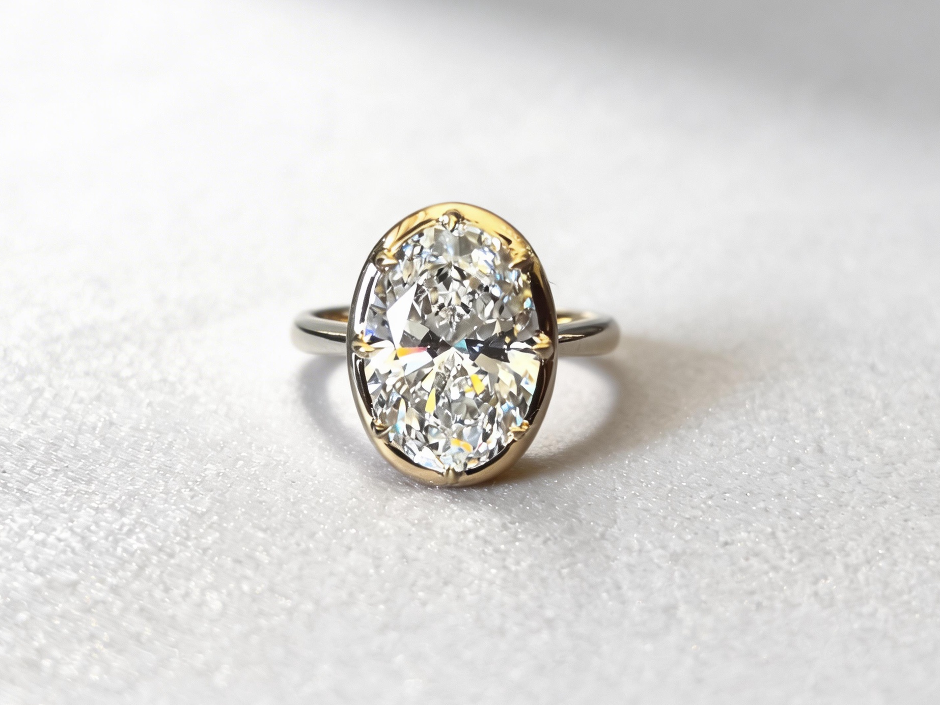 Oval Lab Grown Diamond Ring | 6-Prong Setting | Plain Band | 18K White Gold